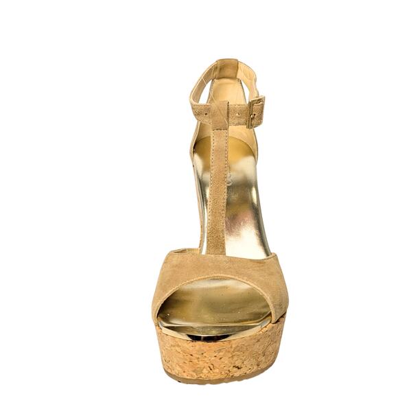 Jimmy Choo Tan Suede Cork Platform Wedge Pela Sandals - Size - Picture 2 of 7
